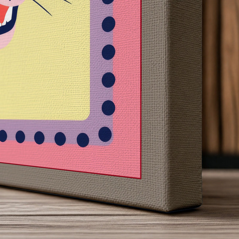 Magenta Wildcat Modern 1 Piece Wrapped Canvas Wall Art, 24x16 - 61.0 x 40.6 cm, Taupe Border