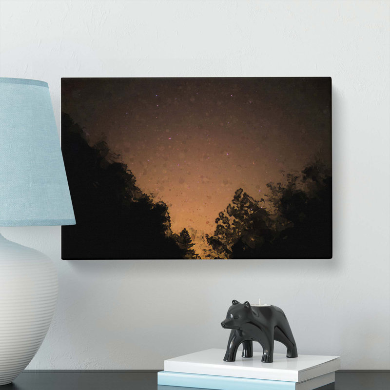 Forest at Night in Abstract - Wrapped Canvas Graphic Art Print, 60cm H x 91cm W x 3cm D