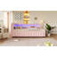Lit de jour simple TG avec très grand lit avec lumières DEL, USB et lit gigogne escamotable, rose