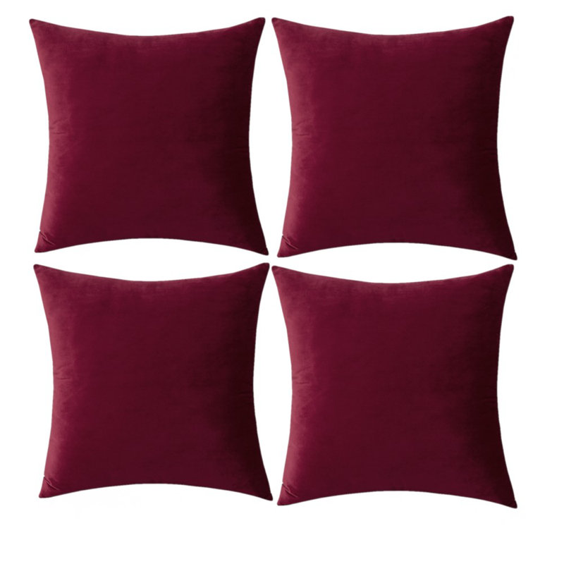 Housse de coussin Jakeryan, Vin rouge, 16 po x 16 po, Polyester