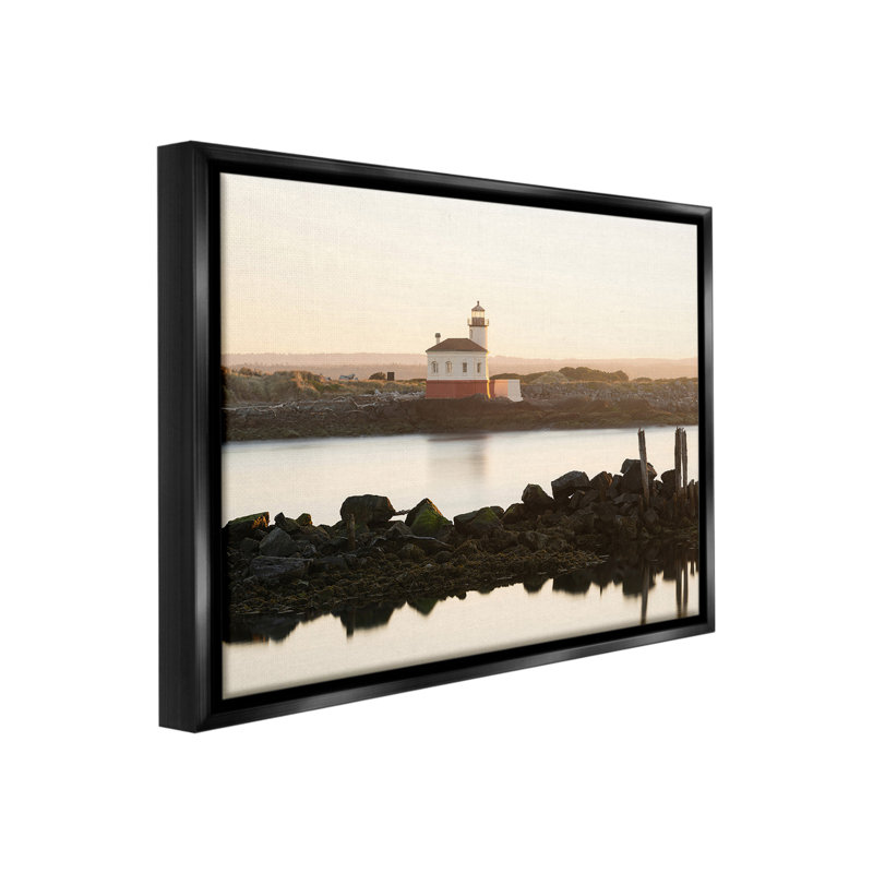 "Cadre de phare avec lumière douce" par Richard Wong sur toile, H 21 po x l 17 po, Cadre flottant noir de jais