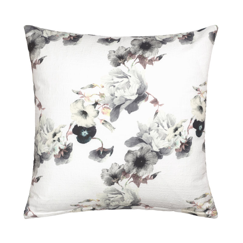 Housse de coussin en coton Morning Glories, Gris