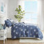 Ensemble de courtepointe brodée réversible en coton 4 pièces avec coussin décoratif bleu marine-130419133-130419135