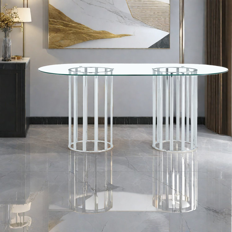 Tables de salle à manger modernes (table seulement, sans chaises, avec plateau et pieds), table de cuisine en verre de 71 po