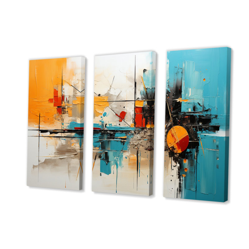 Collage Fusion V - 3 impressions sur toile tendue, H 28 po x l 36 po x P 1 po
