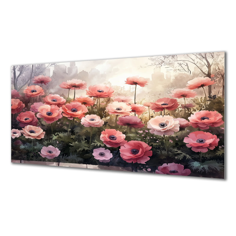 Décoration murale en métal printemps de Renoncule dans la forêt II - Renoncule, H 28 po x l 60 po
