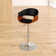 Allin Swivel Adjustable Height Bar Stool with Open Back in Faux Leather, Walnut Wood and Chrome