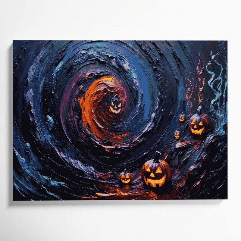 Halloween, art d'Halloween abstrait, art mural sur toile mauve, H 16 po x l 20 po