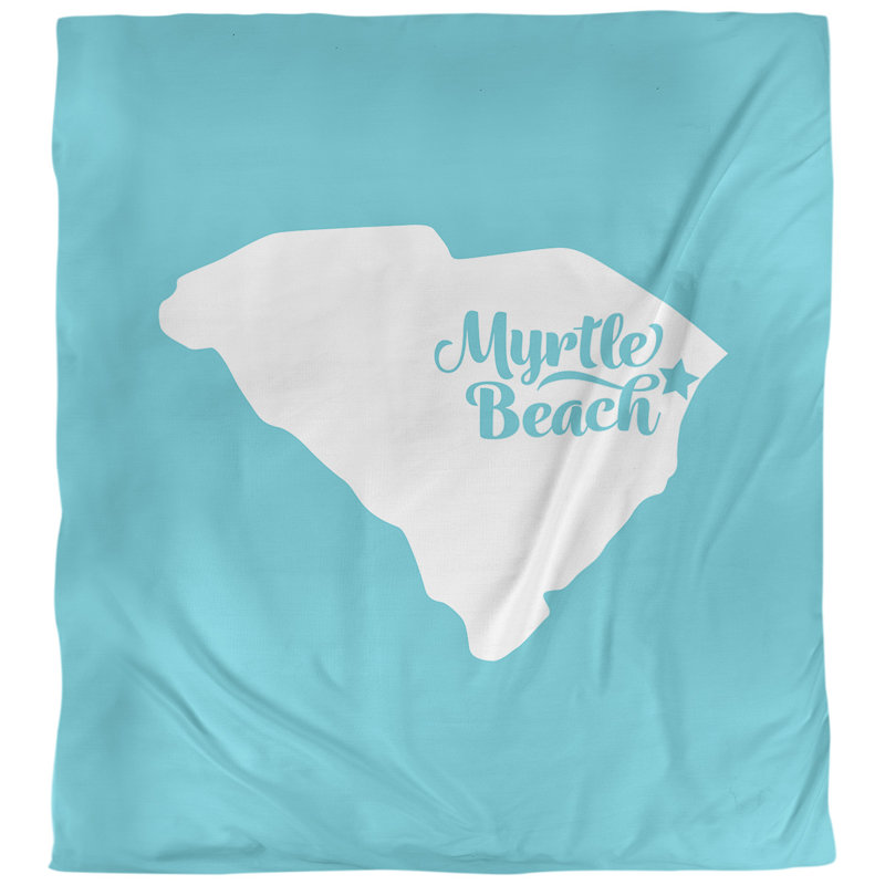 Housse de couette réversible à simple conmyrtle beach south caroline, Polyester brossé, Bleu sarcelle