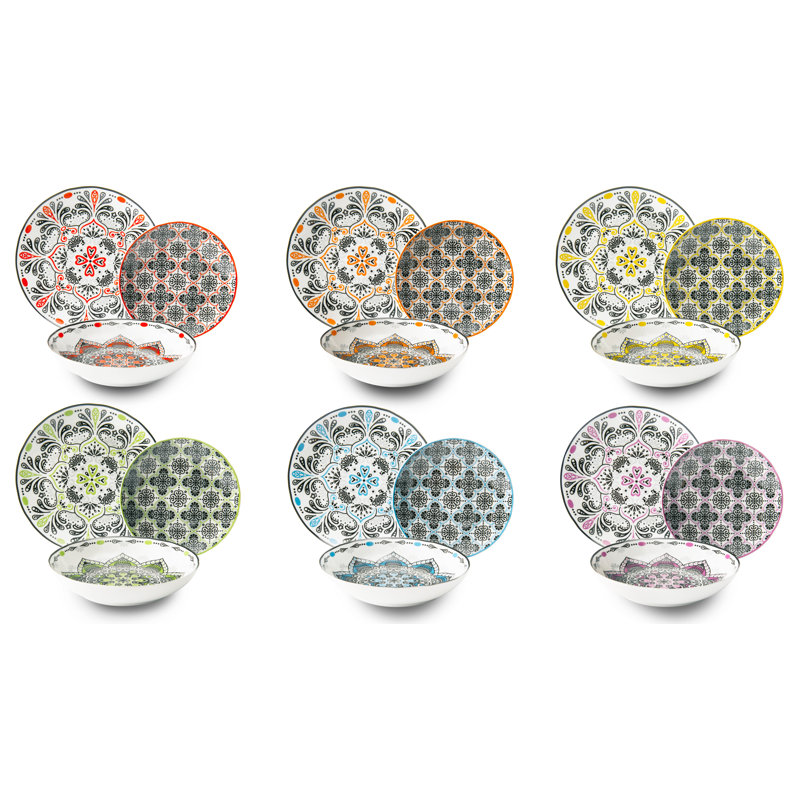 Roma Piece Porcelain China Dinnerware Set - Service for 6