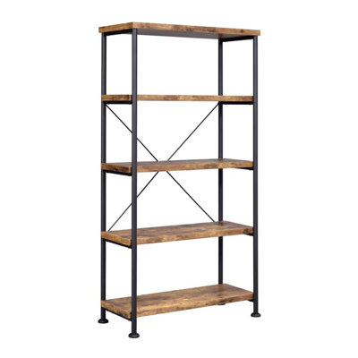 Bibliothèque à 5 tablettes en muscade antique et noire