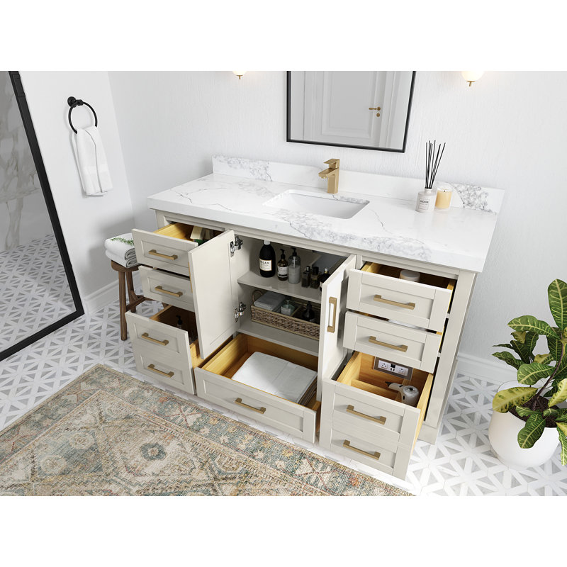 Boston 60 po X P 22 po De salle de bain simple en albâtre Marbre de Carrare