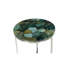 Table d'appoint décorative: lignes épurées, plateau en pierre émeraude Jasper, base chromée moderne, table de bout ou d'appoint parfaite