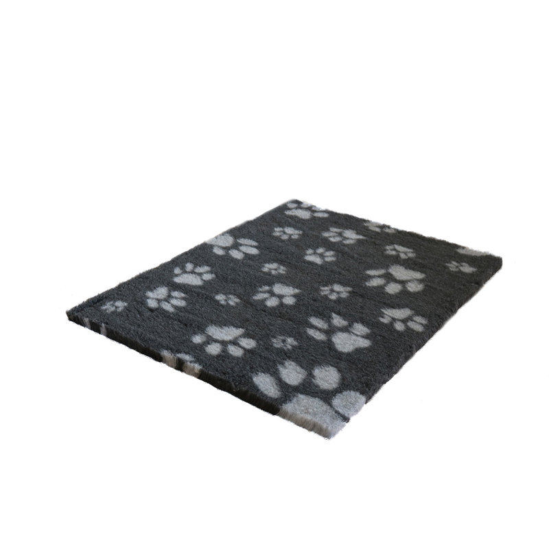 Vet Fleece Bedding | Non-Slip Multi-Paws Vet Bed O Animal Print Fleece Pet Bed, 3cm H x 61cm W x 46cm D, Charcoal/Grey