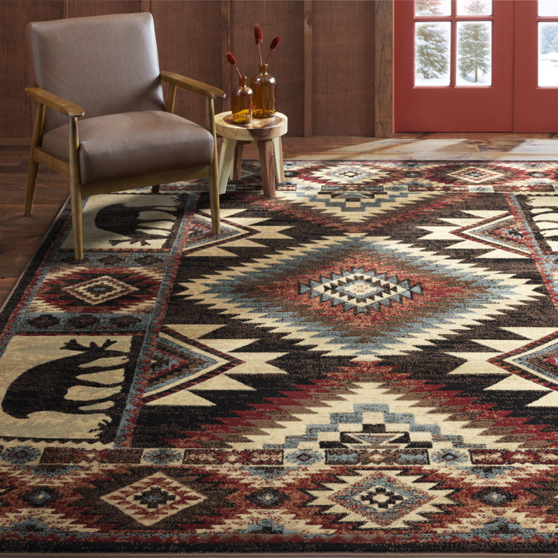 Tapis brun Pari Southwestern, Rectangle 5 pi x 7 pi