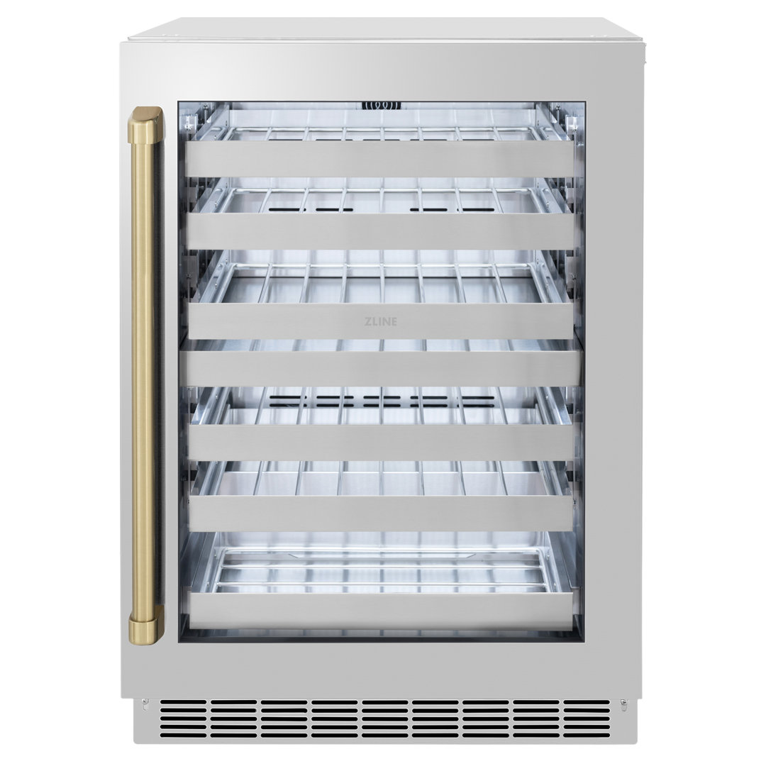 ZLINE Autograph 24 in. Touchstone Wine Cooler w/ Glass Door & Champagne Bronze Handle ZLINE