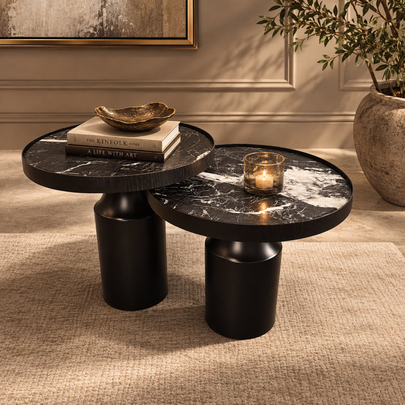 Ensemble de tables d'appoint 2 pièces Tonis, Noir