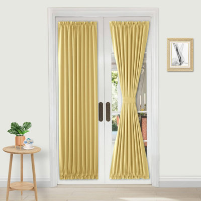 1 Panel French Door Curtains Rod Pocket Thermal Blackout Curtain with Tieback for Doors with Glass Window, Kitchen and Patio Doors for Privacy