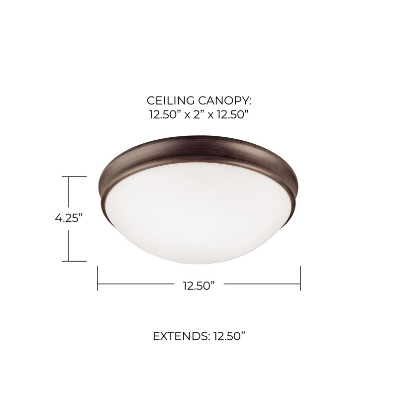 Plafonnier encastré 2 lumières 12,5 po BRUSS, Bronze huilé