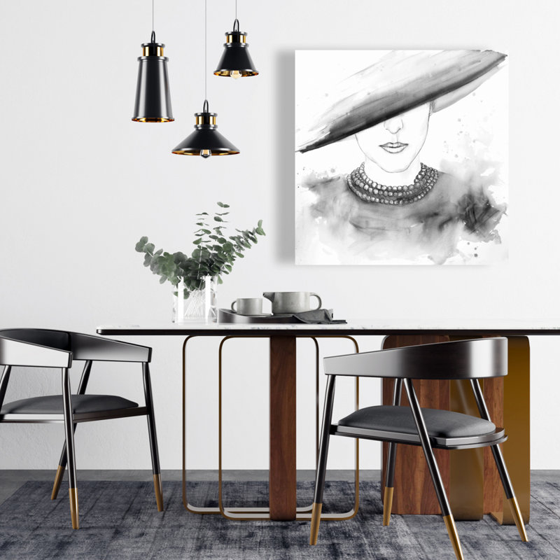Mysterious Lady with Hat Canvas - Elegant Art mural de chambre à coucher