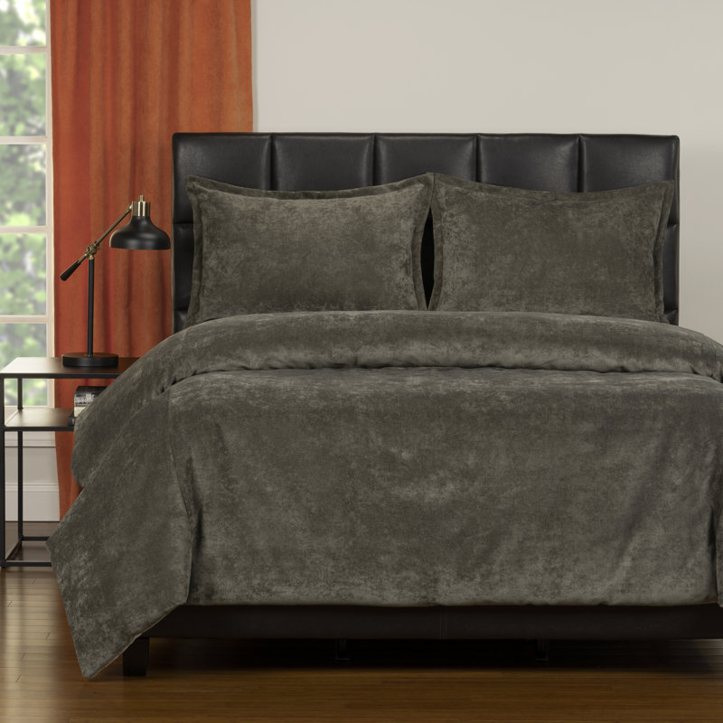 Polyester Channel Duvet Cover & Insert, King Duvet Cover + 2 Shams, Umber