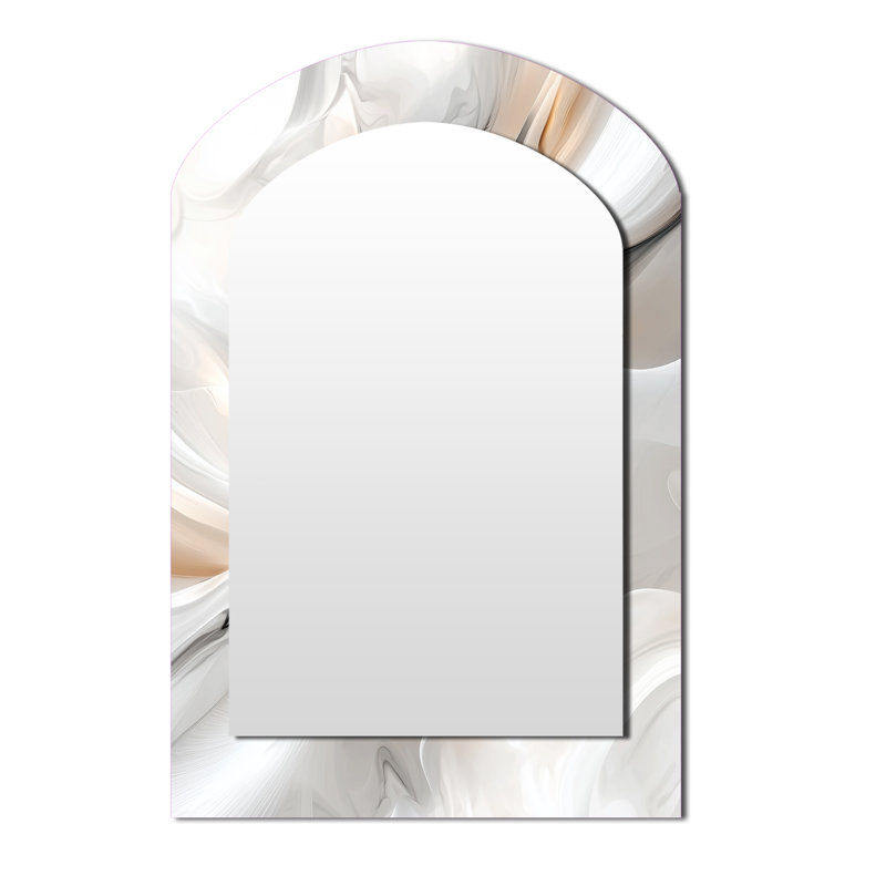 White Ripples Of Stone III - miroir asymétrique Waves, 34 po x 25 po