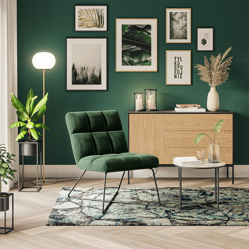Artemis Upholstered Accent Chair, Dark Green Velvet