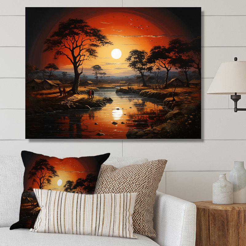 Tribal africain Eternity III - art tribal africain sur toile, H 12 po x l 20 po x P 1 po, Toile tendue