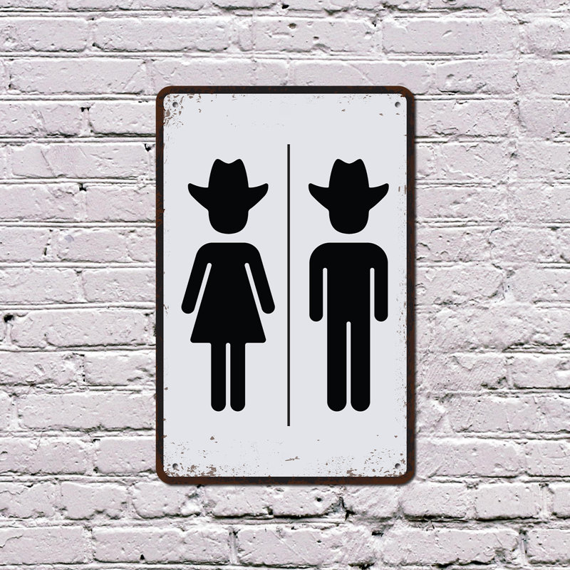 Drôle de salle de bain Cowboy Cowgirl (paquet de 2) 8 po x 12 po