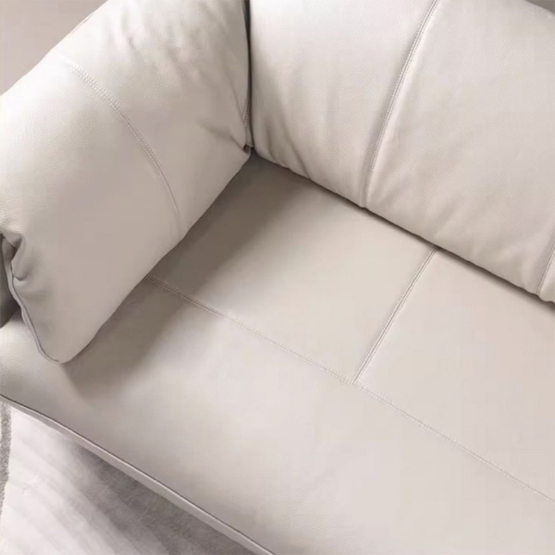 Causeuse-coussin standard en cuir véritable blanc crème, Blanc crémeux