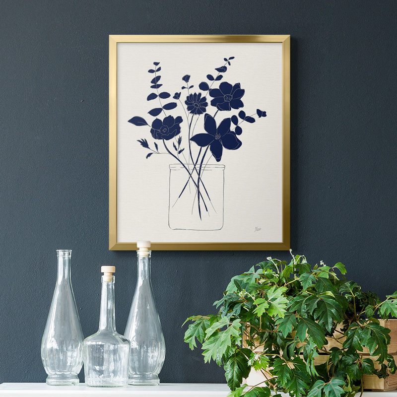 Toile encadrée de qualité supérieure Indigo, Or, H 20 po x l 16 po