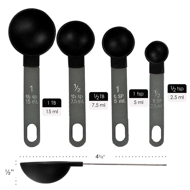 Ensemble de 8 tasses à mesurer et cuillères, Noir
