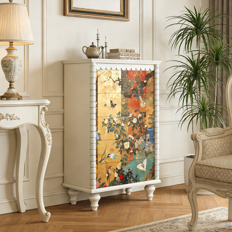 Commode d'entrée Mid-Century en bois massif, Blanc