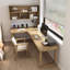 Bureau de direction en L en bois massif Burlywood-1708914081
