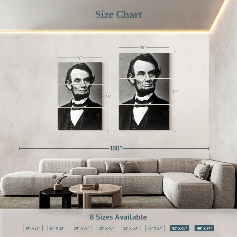 Keiri monochrome Abraham Lincoln, H 23 po x l 14 po