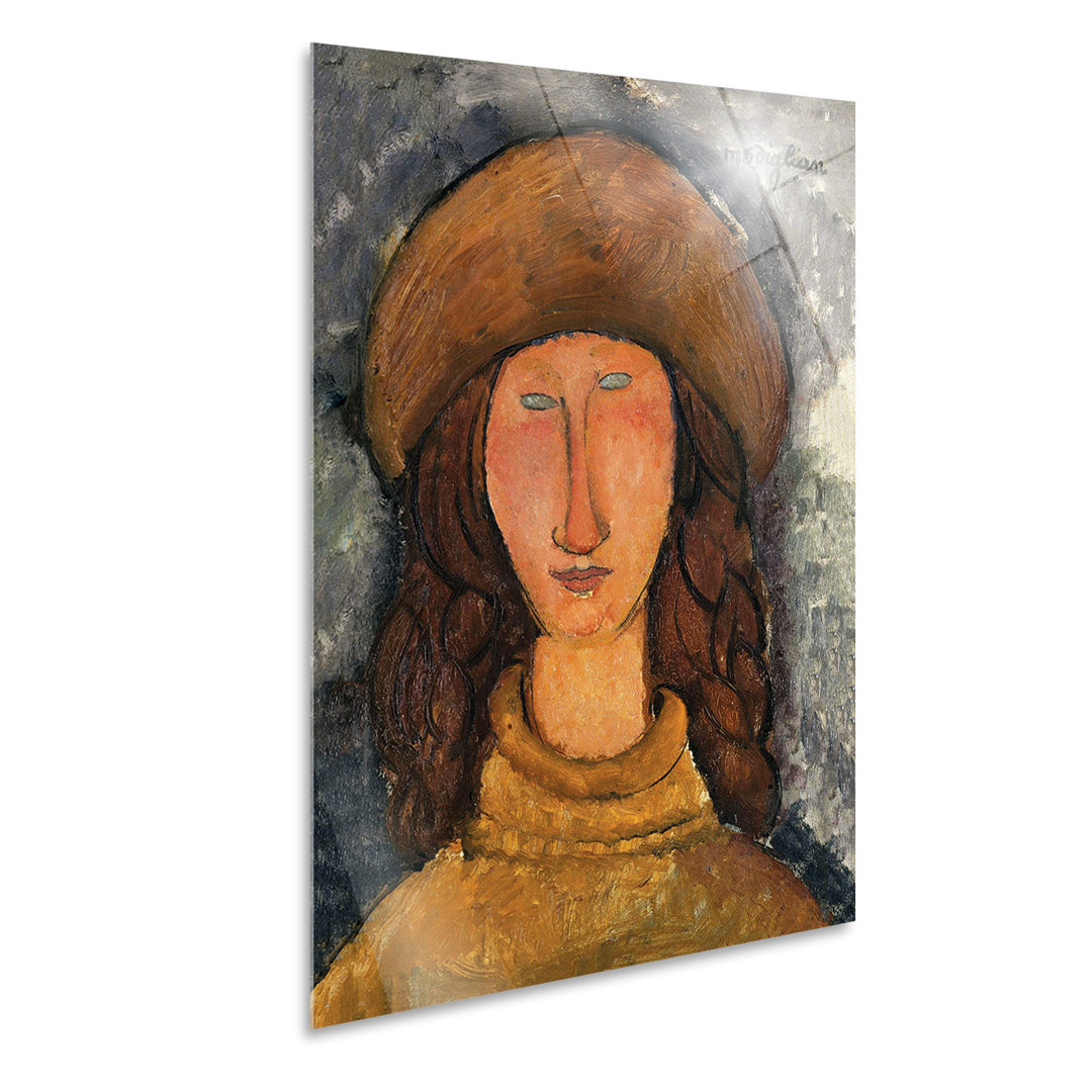 Wandbild Porträt der Jeanne Hebuterne im gelben Pullover von Amedeo Modigliani