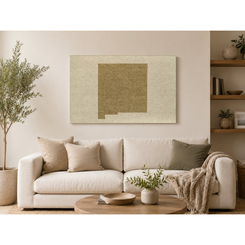 «New Mexico State Map on Linen», art mural sur toile paysage, L 30 po x H 20 po