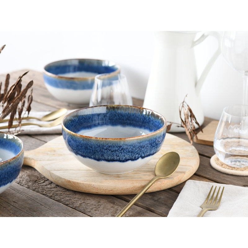 Cascade Buddha Bowl Set, Blue/Cream