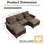 Canapé d'angle modulaire en chenille marron de 250 cm (98 po) en forme de U avec 2 poufs et coussins lombaires-418217070