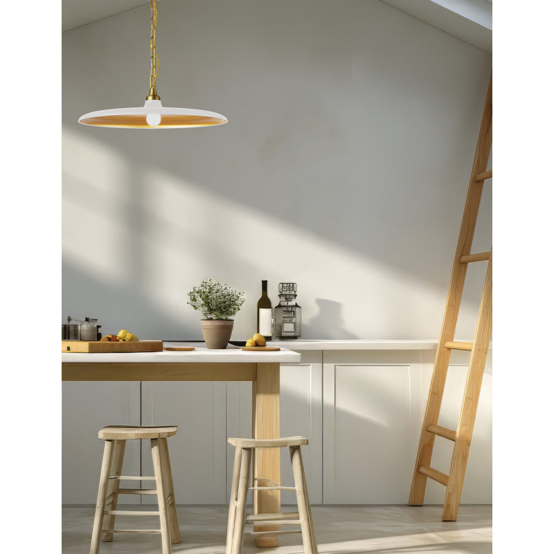 Dillsboro 1 - Light Pendant, 7.5" H x 24" W x 24" D, Matte White, Aged Brass