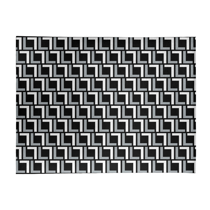Tapis géométrique noir / gris / blanc, Rectangle 9 pi x 12 pi