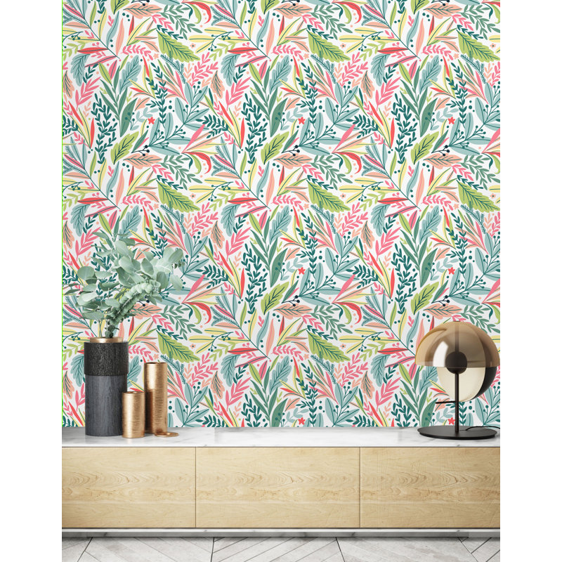 Rouleau de papier peint adhésif Quinter Leaves, L 16,67 po x l 25 po