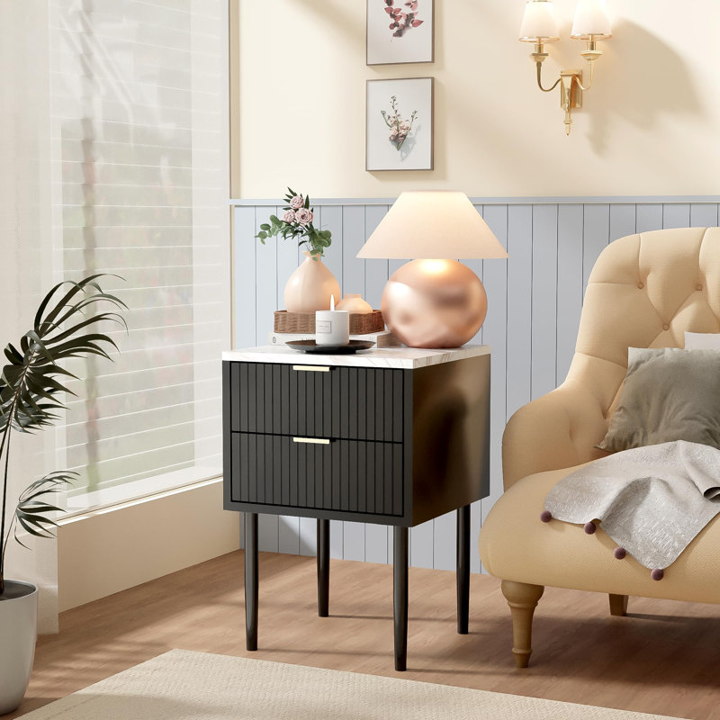 40cm W Manufactured Wood Bedside Table