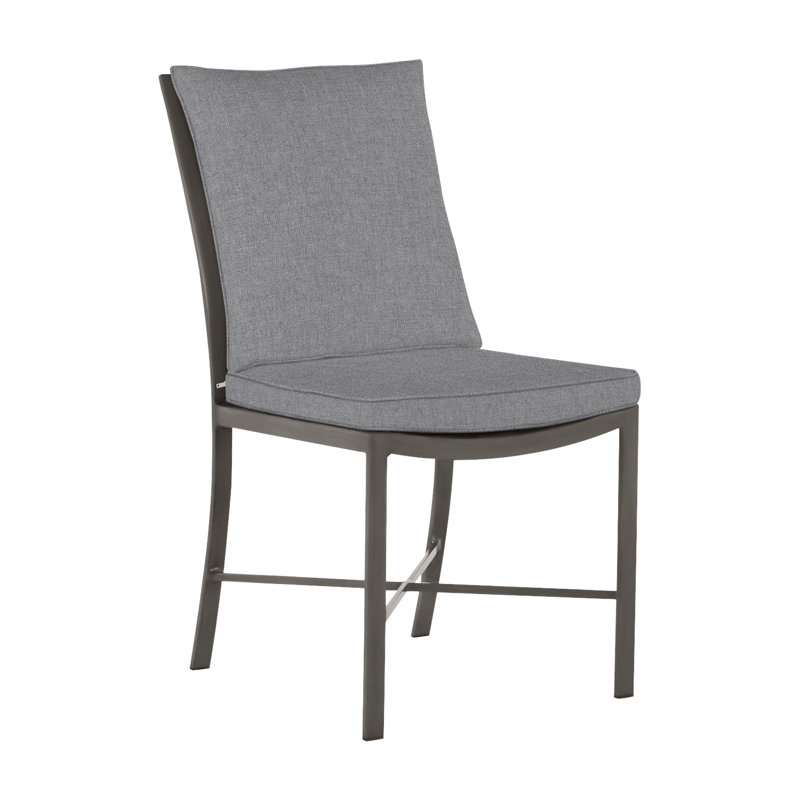 Monaco Patio Dining Side Chair with Cushions, Slate Gray, Verona Mist, Welt