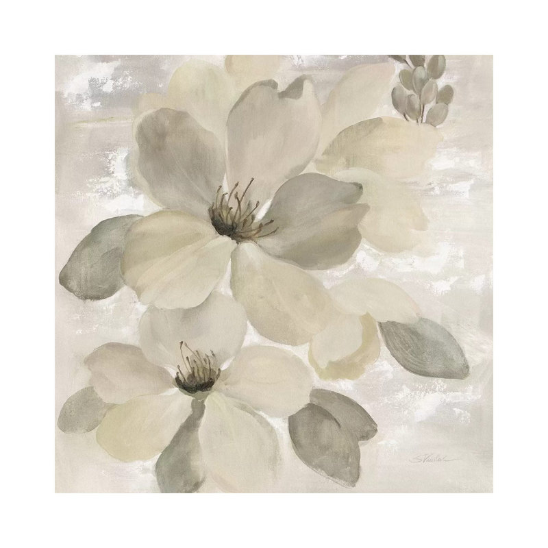 White On White Floral II by Silvia Vassileva - Wrapped Canvas Painting, 30.48 cm H x 30.48 cm W