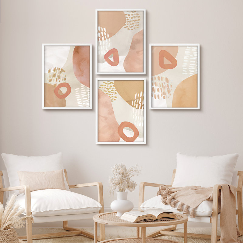 «Modern Abstract Pink Tan, Blanc, H 14 po x l 11 po