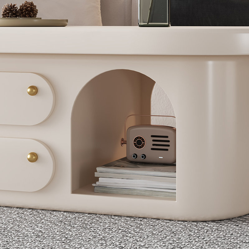 Table basse ovale de style crème, H 17,71 po x L 47,24 po x l 23,62 po