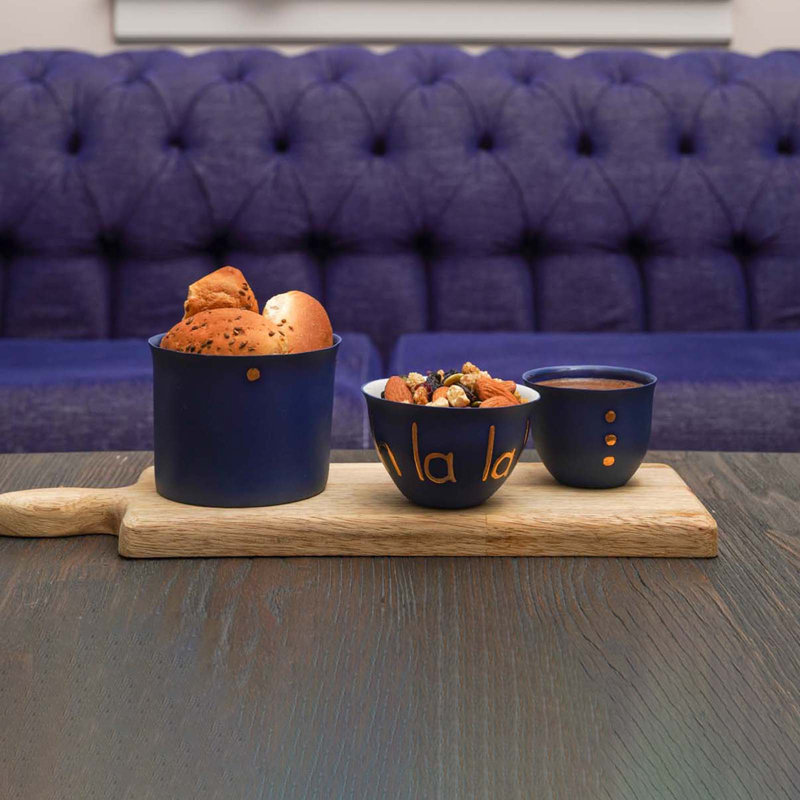 Handmade Coffee Mug, Navy/Gold