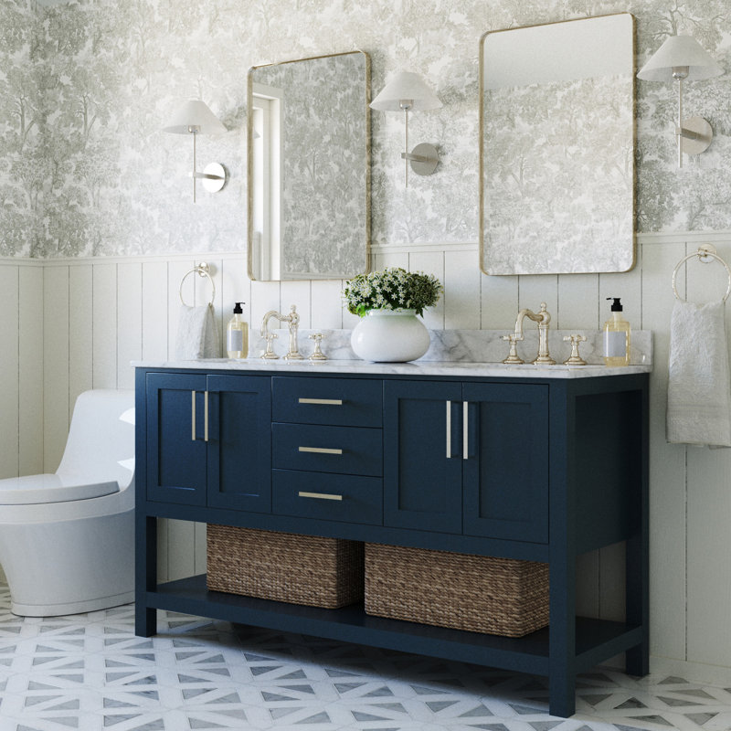Magnolia Bath Vanity Rectangular Basin S073DCW2R, Oval, Midnight Blue, 61"