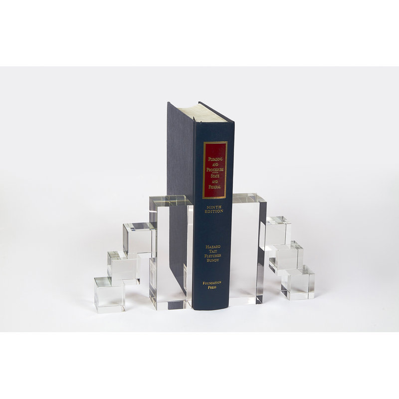 Clear Crystal Block Steps Bookend Pair
